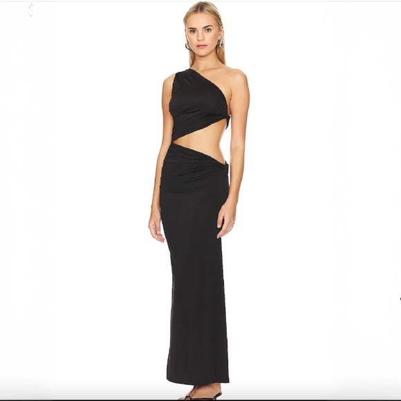 Jade Swim NWT, Black one-shoulder cutout maxi dress S - Picture 4 of 11